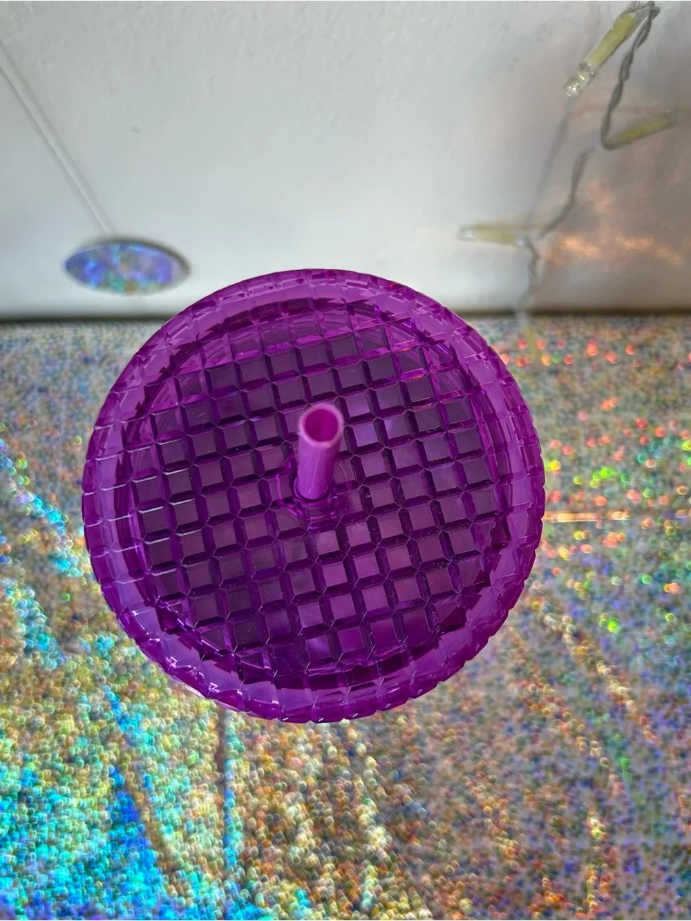 NWT Starbucks Venti Grid Tumbler Ombre Iridescent 24oz Iced Coffee Tea Purple